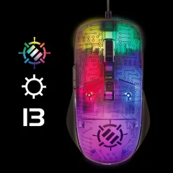 Enhance Voltaic 2 Wired Ambidextrous Laser USB Gaming Mouse, Clear with Multicolor LEDs (ENVOMN2100CLWS)* Ergonomic Mice