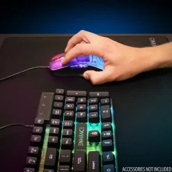 Enhance Voltaic 2 Wired Ambidextrous Laser USB Gaming Mouse, Clear with Multicolor LEDs (ENVOMN2100CLWS)* Ergonomic Mice