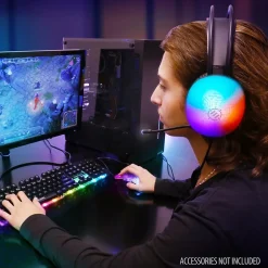 Enhance Voltaic 2 Wired Stereo Gaming Headset, USB 2.0, Clear with Multicolor LEDs (ENVOH2L100CLWS)* Gaming Headsets