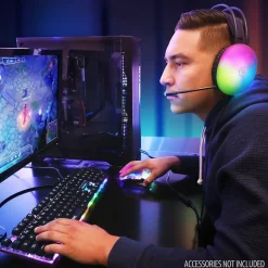 Enhance Voltaic 2 Wired Stereo Gaming Headset, USB 2.0, Clear with Multicolor LEDs (ENVOH2L100CLWS)* Gaming Headsets