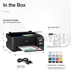 Instant Photo Printers<Epson EcoTank ET-2400 Wireless Color Inkjet Printer, All-In-One Supertank, Print, Scan, Copy (9592581)