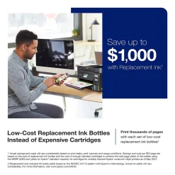 Color Printers<Epson EcoTank ET-4850-B Wireless Color Inkjet Printer, All-In-One Supertank, Print, Scan, Copy, Fax (9472544) Black