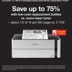 Black & White Printers<Epson EcoTank ET-M1170 Wireless Monochrome Inkjet Printer