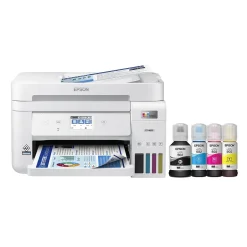Color Printers<Epson EcoTank ET-4850-W Wireless Color Inkjet Printer, All-In-One Supertank, Print, Scan, Copy, Fax (9472545) White