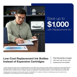 Color Printers<Epson EcoTank ET-4850-W Wireless Color Inkjet Printer, All-In-One Supertank, Print, Scan, Copy, Fax (9472545) White