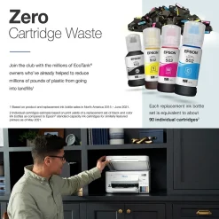 Color Printers<Epson EcoTank ET-4850-W Wireless Color Inkjet Printer, All-In-One Supertank, Print, Scan, Copy, Fax (9472545) White