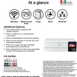 Color Printers<Epson EcoTank Photo ET-8550 Wireless Color Inkjet Printer, All-In-One Supertank, Print, Scan, Copy (9472524)