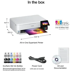 Color Printers<Epson EcoTank Photo ET-8550 Wireless Color Inkjet Printer, All-In-One Supertank, Print, Scan, Copy (9472524)