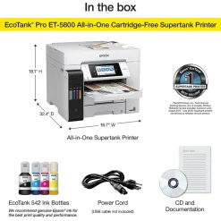 Color Printers<Epson EcoTank Pro ET-5800 Wireless Color Inkjet Printer, All-In-One Supertank, Print, Scan, Copy, Fax (9472508)