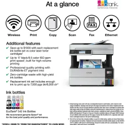 Color Printers<Epson EcoTank Pro ET-5170 Wireless Color All-in-One Inkjet Printer (C11CJ88201)