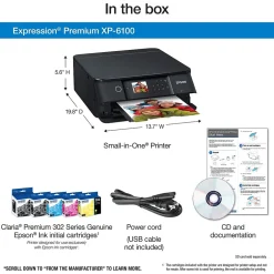 Color Printers<Epson Expression Home XP-6100 Wireless Color Inkjet Printer, All-In-One, Print, Scan, Copy (9472518)