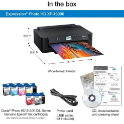 Color Printers<Epson Expression Photo XP-15000 Wireless Color Inkjet Printer, Single-Function, Print (9472517)