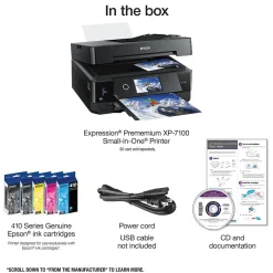 Color Printers<Epson Expression Premium XP-7100 Wireless Color Inkjet Printer, All-In-One, Print, Scan, Copy (9472519)