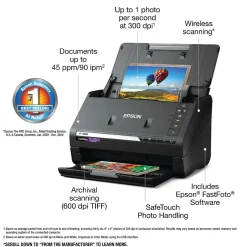 Portable Scanners<Epson FastFoto FF-680W High-Speed Wireless Desktop Photo Scanner (B11B237201)