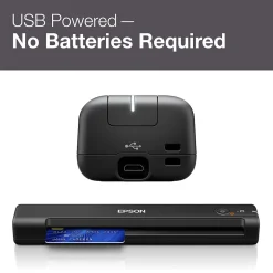 Portable Scanners<Epson WorkForce ES-50 Portable Document Scanner, Black (B11B252201)