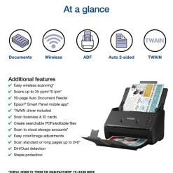 Portable Scanners<Epson WorkForce ES-500W II Wireless Duplex Document Scanner, Black (B11B263201)