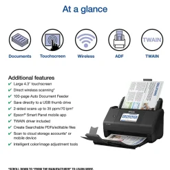 Portable Scanners<Epson WorkForce ES-580W Wireless Duplex Document Scanner, Black (B11B258201)