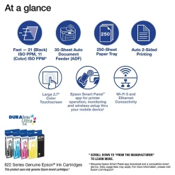 Instant Photo Printers<Epson WorkForce Pro WF-3820 Wireless Color Inkjet Printer, All-In-One, Print, Scan, Copy, Fax (9472526)