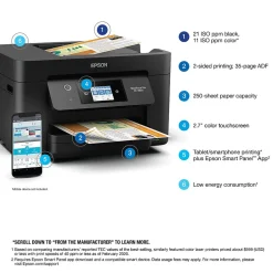 Instant Photo Printers<Epson WorkForce Pro WF-3820 Wireless Color Inkjet Printer, All-In-One, Print, Scan, Copy, Fax (9472526)