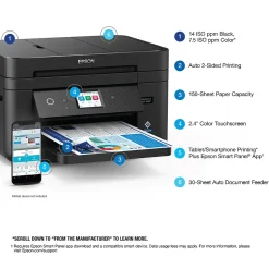 Color Printers<Epson WorkForce WF-2960 Wireless Color Inkjet Printer, All-In-One, Print, Scan, Copy, Fax (9472538)