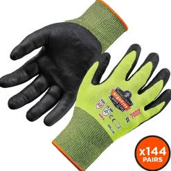 Work Gloves<Ergodyne ProFlex 7022 Hi-Vis Nitrile Coated Cut-Resistant Gloves, ANSI A2, Dry Grip, Lime, XL, 144 Pairs (17875)