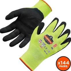 Work Gloves<Ergodyne ProFlex 7021 Hi-Vis Nitrile Coated Cut-Resistant Gloves, ANSI A2, Wet Grip, Lime, XXL, 144 Pairs (17966)