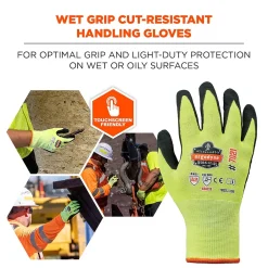 Work Gloves<Ergodyne ProFlex 7021 Hi-Vis Nitrile Coated Cut-Resistant Gloves, ANSI A2, Wet Grip, Lime, XXL, 144 Pairs (17966)