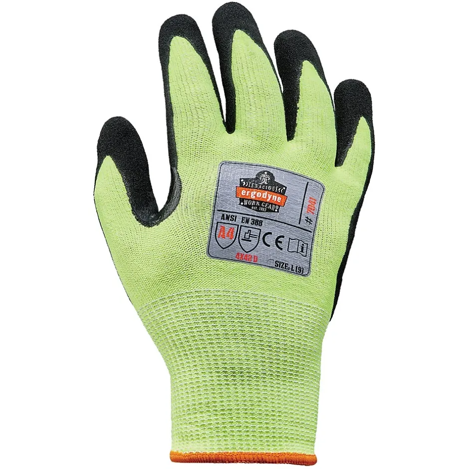 Work Gloves<Ergodyne ProFlex 7041 Hi-Vis Nitrile-Coated Cut-Resistant Gloves, ANSI A4, Wet Grip, Lime, XXL, 144 Pairs (17826)