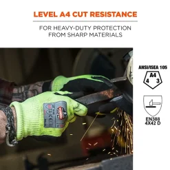 Work Gloves<Ergodyne ProFlex 7041 Hi-Vis Nitrile-Coated Cut-Resistant Gloves, ANSI A4, Wet Grip, Lime, XXL, 144 Pairs (17826)