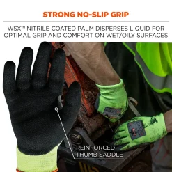 Work Gloves<Ergodyne ProFlex 7041 Hi-Vis Nitrile-Coated Cut-Resistant Gloves, ANSI A4, Wet Grip, Lime, XXL, 144 Pairs (17826)