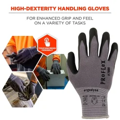 Work Gloves<Ergodyne ProFlex 7000 Nitrile Coated Gloves, Microfoam Palm, ANSI Level 5 Abrasion Resistance, Gray, Small, 1 Pair (10372)
