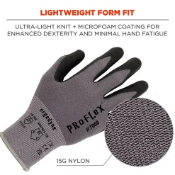 Work Gloves<Ergodyne ProFlex 7000 Nitrile Coated Gloves, Microfoam Palm, ANSI Level 5 Abrasion Resistance, Gray, Small, 1 Pair (10372)