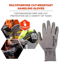 Work Gloves<Ergodyne ProFlex 7024 PU Coated Cut-Resistant Gloves, ANSI A2, Gray, Medium, 1 Pair (10403)