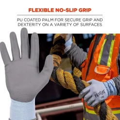 Work Gloves<Ergodyne ProFlex 7025 PU Coated Cut-Resistant Gloves, ANSI A2, Blue, XL, 1 Pair (10435)