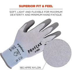 Work Gloves<Ergodyne ProFlex 7025 PU Coated Cut-Resistant Gloves, ANSI A2, Blue, XL, 1 Pair (10435)