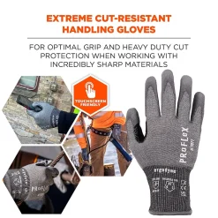 Work Gloves<Ergodyne ProFlex 7071 PU Coated Cut-Resistant Gloves, ANSI A7, Gray, XXL, 1 Pair (18076)