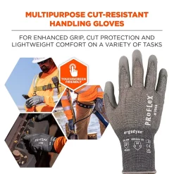 Work Gloves<Ergodyne ProFlex 7044 PU Coated Cut-Resistant Gloves, ANSI A4, Gray, Large, 1 Pair (10494)