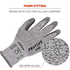 Work Gloves<Ergodyne ProFlex 7030 PU Coated Cut-Resistant Gloves, ANSI A3, Gray, Large, 1 Pair (10464)
