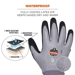 Work Gloves<Ergodyne ProFlex 7501 Waterproof Winter Work Gloves, Gray, XXL, 144 Pairs (17936)