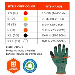 Work Gloves<Ergodyne ProFlex 7002-ECO Recycled PU Coated Gloves, 15 Gauge, Green, X-Small (10561)