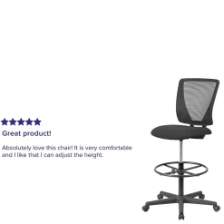 Sale Ergonomic Mid-Back Mesh Drafting Chair with Black Fabric Seat and Adjustable Foot Ring [GO-2100-GG] Office Chairs