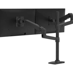 Ergotron LX Adjustable Dual Stacking Arm Tall Pole Desk Mount, 40" Screen Support, Matte Black (45509224)* Monitor Mounts & Stands