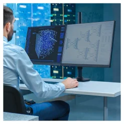 Ergotron LX Adjustable Dual Stacking Arm Tall Pole Desk Mount, 40" Screen Support, Matte Black (45509224)* Monitor Mounts & Stands