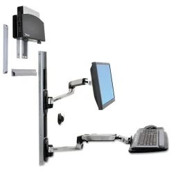 Ergotron ® LX Wall Mount System, 18 1/4" x 35" x 34", Polished Aluminum/Black (45253026)* Monitor Mounts & Stands