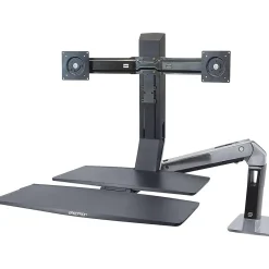 Ergotron WorkFit-A Dual Monitor Stand, Up to 24" Monitors, Black/Polished Aluminum (24-316-026)* Monitor Mounts & Stands