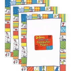 Sale Dr. Seuss Shapes Computer Paper, 50 Sheets/Pack, 3 Packs (EU-812118-3) Classroom Paper