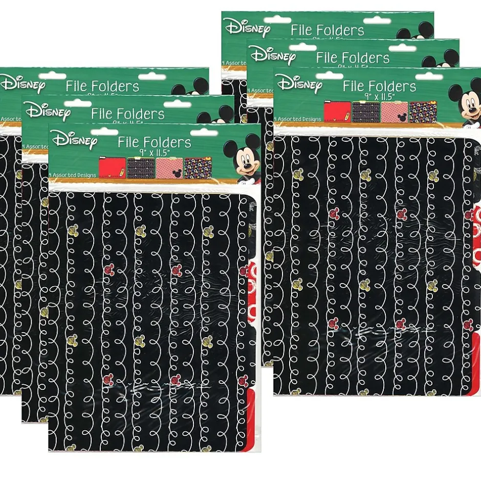 Eureka Mickey Color Pop File Folders, 1/3-Tab, Letter Size, Assorted Designs, 4 Per Pack, 6 Packs (EU-866404-6) New