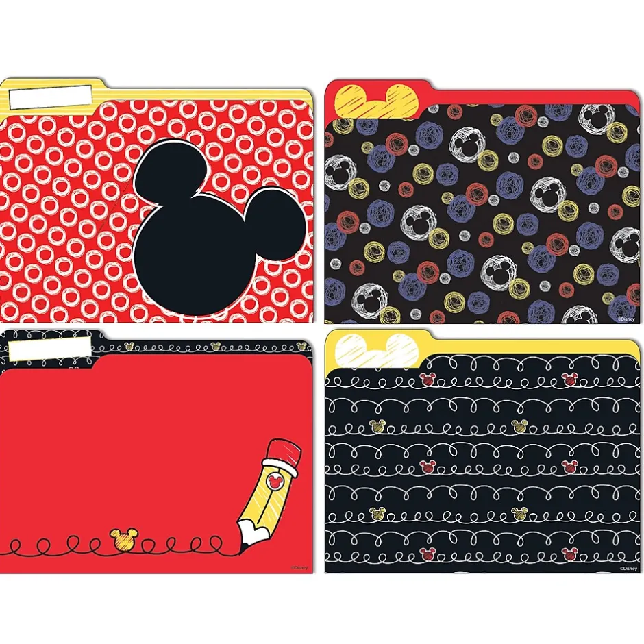 Eureka Mickey Color Pop File Folders, 1/3-Tab, Letter Size, Assorted Designs, 4 Per Pack, 6 Packs (EU-866404-6) New