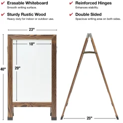 Outlet Excello Global Products Indestructible A-Frame Whiteboard, 40" x 22", Brown (EGP-HD-0538-BN) Dry Erase