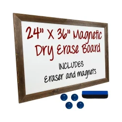 Online Magnetic Dry-Erase Whiteboard, Rustic Wood Frame, 3' x 2' (EGP-HD-0077) Dry Erase